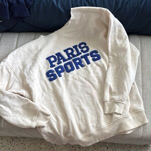 H&M Cream and Blue Crewneck Sweatshirt